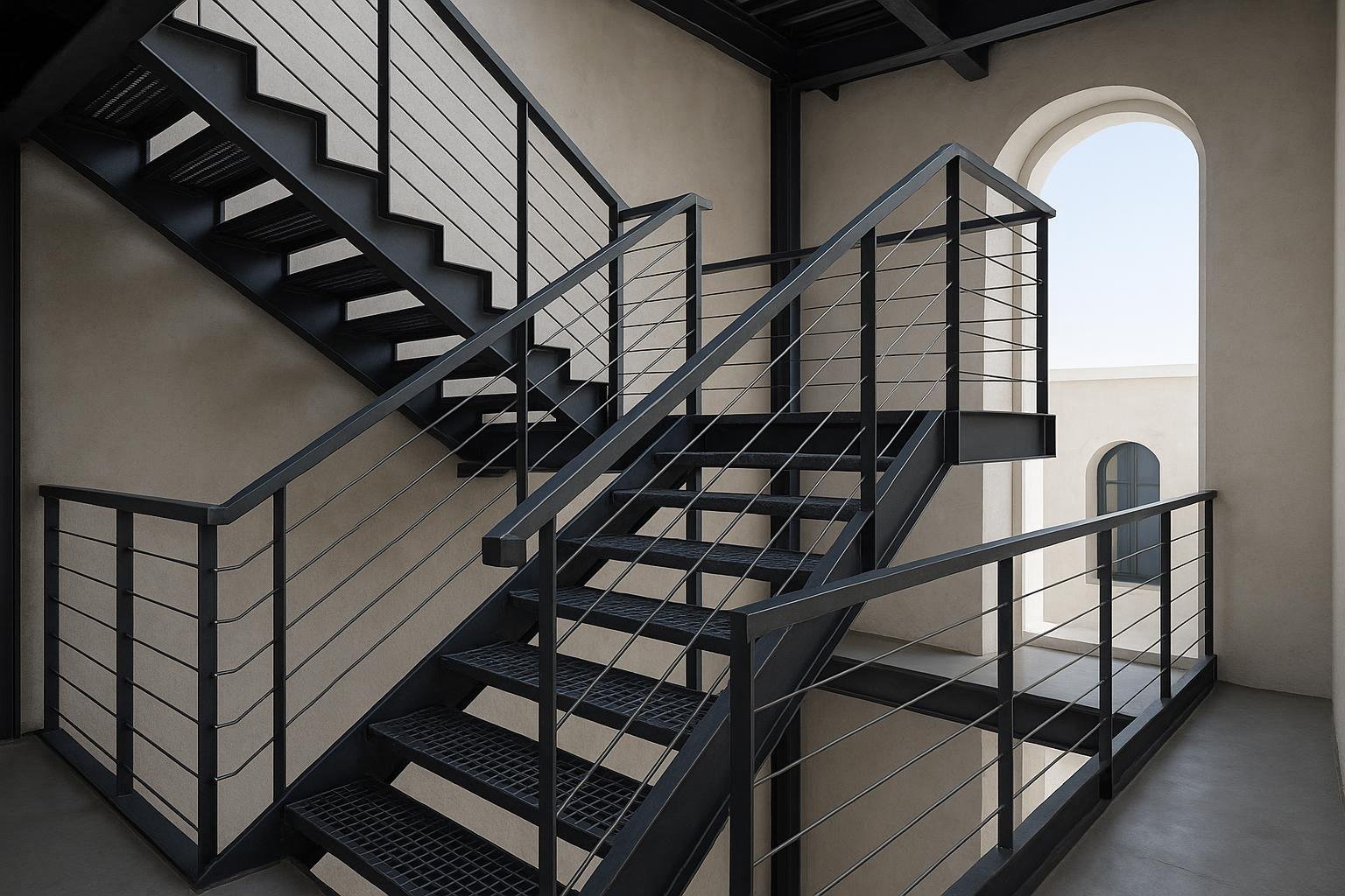 Escalier métallique quart tournant